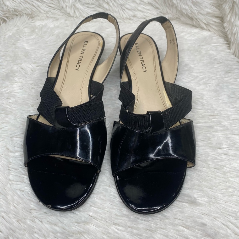 Ellen Tracy Julie black open toe wedges shoes